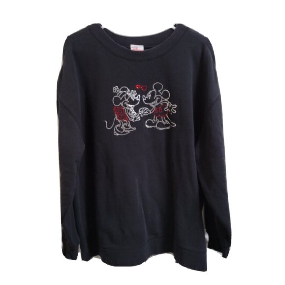 Disney store Tops - NWOT XL Vtg Disney Store Black Pullover Sweatshirt - Rhinestone Mickey & Minnie
